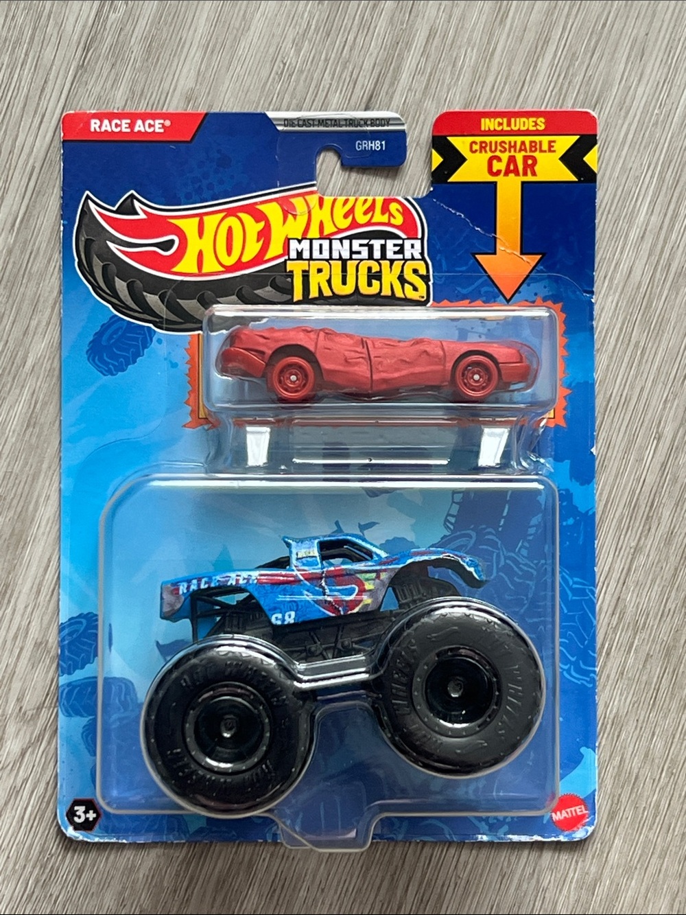 Monster Trucks Race Ace Hot Wheels with Red Crushable Car